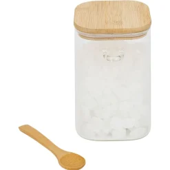 Conservation Alimentaire<Gifi Bocal en verre transparent 1L avec couvercle et cuillère en bambou