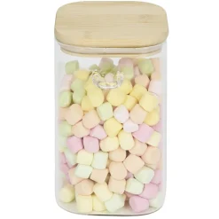 Conservation Alimentaire<Gifi Bocal en verre transparent 1L avec couvercle et cuillère en bambou