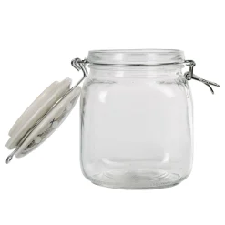 Conservation Alimentaire<Gifi Bocal hermétique carré en verre couvercle motif ciment 1 L