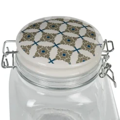 Conservation Alimentaire<Gifi Bocal hermétique carré en verre couvercle motif ciment 750ml