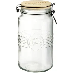 Conservation Alimentaire<Gifi Bocal hermétique rond transparent avec couvercle en bambou H20 cm