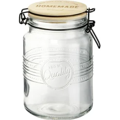 Conservation Alimentaire<Gifi Bocal hermétique rond transparent avec couvercle en bambou H16,5 cm