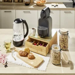 Conservation Alimentaire<Gifi Bocal hermétique rond transparent avec couvercle en bambou H14,5 cm