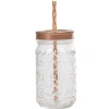 Gifi Bocal motif Noël couvercle doré avec paille| Vaisselle Et Accessoires De Table