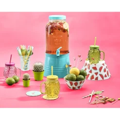 Gifi Bocal verre + paille couleur| Vaisselle Et Accessoires De Table