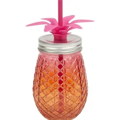 Vaisselle Et Accessoires De Table<Gifi Bocal verre et paille ananas coloré