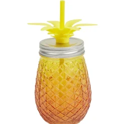 Vaisselle Et Accessoires De Table<Gifi Bocal verre et paille ananas coloré