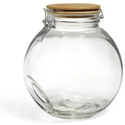 Conservation Alimentaire<Gifi Bocal verre transparent 2,1L avec couvercle bambou et clip en fer