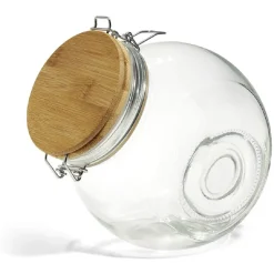 Conservation Alimentaire<Gifi Bocal verre transparent 1,6L avec couvercle bambou et clip en fer