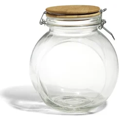 Conservation Alimentaire<Gifi Bocal verre transparent 1,6L avec couvercle bambou et clip en fer