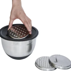 Préparation Culinaire<Gifi Bol à mixer inox avec base silicone et 3 râpes Ø22xH11,2cm