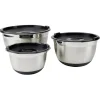 Gifi Bol à mixer inox avec couvercle et anse antidérapante silicone noir x3| Vaisselle Et Accessoires De Table