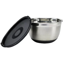 Gifi Bol à mixer inox avec couvercle et anse antidérapante silicone noir x3| Vaisselle Et Accessoires De Table