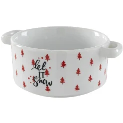Gifi Bol à soupe blanc motif sapin rouge inscription Let it snow| Vaisselle Et Accessoires De Table