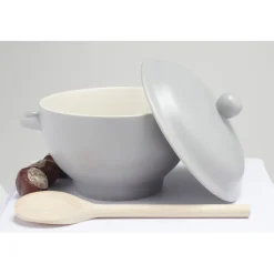 Gifi Bol à soupe gris avec couvercle| Vaisselle Et Accessoires De Table