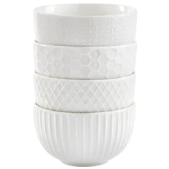 Gifi Bol embossé blanc x4| Vaisselle Et Accessoires De Table