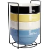 Gifi Bol en faïence Ø14 x H8 cm x4 et support| Vaisselle Et Accessoires De Table