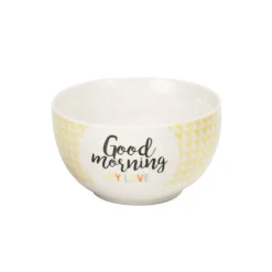 Gifi Bol en porcelaine jaune avec inscription "Good Morning my Love"| Vaisselle Et Accessoires De Table