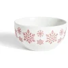 Gifi Bol flocon de neige Ø13,5cm faïence blanc et rouge| Vaisselle Et Accessoires De Table