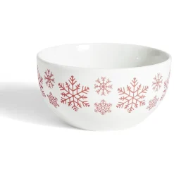 Gifi Bol flocon de neige Ø13,5cm faïence blanc et rouge| Vaisselle Et Accessoires De Table