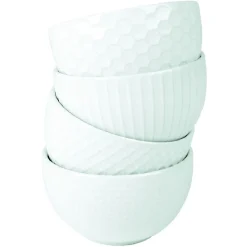 Gifi Bol grès embossé blanc crème x4| Vaisselle Et Accessoires De Table