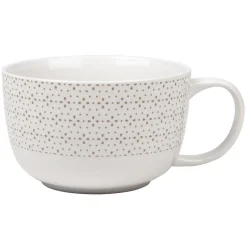 Gifi Bol jumbo blanc à motif taupe| Vaisselle Et Accessoires De Table