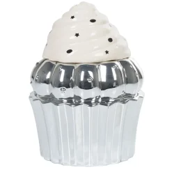 Conservation Alimentaire<Gifi Bonbonnière cupcake gris argenté avec couvercle blanc