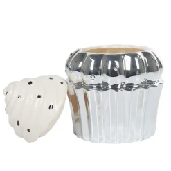 Conservation Alimentaire<Gifi Bonbonnière cupcake gris argenté avec couvercle blanc
