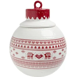 Conservation Alimentaire<Gifi Bonbonnière en céramique décor Noël rouge blanc