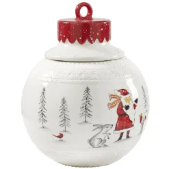 Gifi Bonbonnière forme boule de Noël blanche et rouge| Conservation Alimentaire