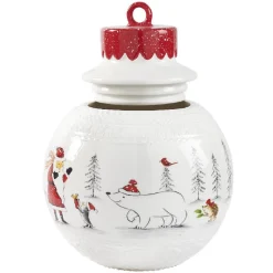 Gifi Bonbonnière forme boule de Noël blanche et rouge| Conservation Alimentaire