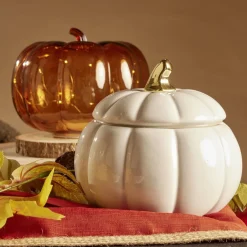 Conservation Alimentaire<Gifi Bonbonnière Halloween forme citrouille porcelaine blanc Ø18 cm