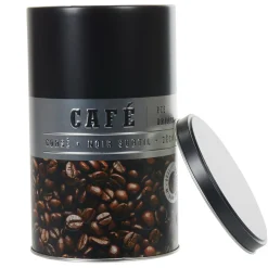 Conservation Alimentaire<Gifi Boîte à café ronde en métal décorée noir