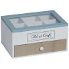 Gifi Boîte à dosettes Thé et Café blanc naturel et bleu| Vaisselle Et Accessoires De Table