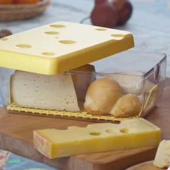 Conservation Alimentaire<Gifi Boîte à fromage avec couvercle transparente et jaune 3 L