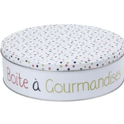 Vaisselle Et Accessoires De Table<Gifi Boîte à gourmandises ronde blanche motif pois multicolores