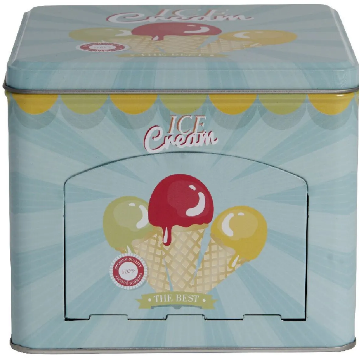 Gifi Boîte à gâteaux bleue décor glace multicolore| Vaisselle Et Accessoires De Table