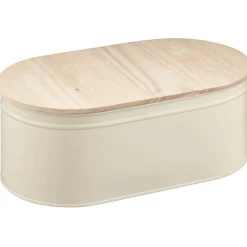 Rangement De Cuisine<Gifi Boîte à pain ovales en métal et bambou beige naturel