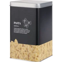 Conservation Alimentaire<Gifi Boîte à pâtes en métal noir et gris design pasta - 10,7x10,7xH.17,5cm