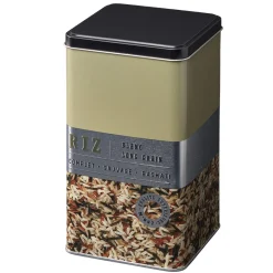 Conservation Alimentaire<Gifi Boîte à riz carrée en métal décorée beige