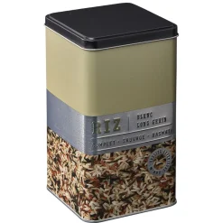 Conservation Alimentaire<Gifi Boîte à riz carrée en métal décorée beige