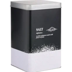 Conservation Alimentaire<Gifi Boîte à sel en métal noir et gris design salt - 10,7x10,7xH.17,5cm