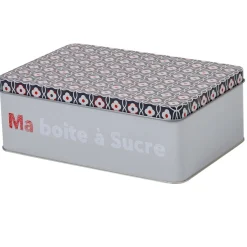 Vaisselle Et Accessoires De Table<Gifi Boîte à sucre rectangulaire grise design carreaux de ciment