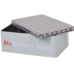Vaisselle Et Accessoires De Table<Gifi Boîte à sucre rectangulaire grise design carreaux de ciment