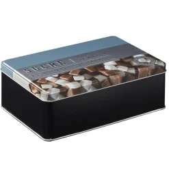 Conservation Alimentaire<Gifi Boîte à sucre rectangulaire en métal décorée bleu gris