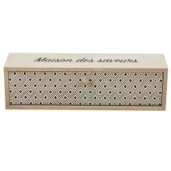 Vaisselle Et Accessoires De Table<Gifi Boîte à thé bois design géométrique naturel et noir