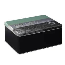 Conservation Alimentaire<Gifi Boîte à thé rectangulaire en métal décorée verte