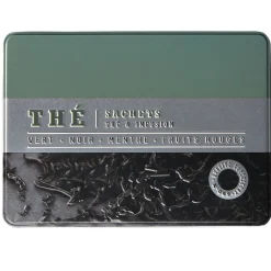 Conservation Alimentaire<Gifi Boîte à thé rectangulaire en métal décorée verte