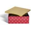 Conservation Alimentaire<Gifi Boîte alimentaire carrée motif Noël métal rouge et dorée 26x26xH10cm