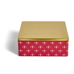 Conservation Alimentaire<Gifi Boîte alimentaire carrée motif Noël métal rouge et dorée 26x26xH10cm